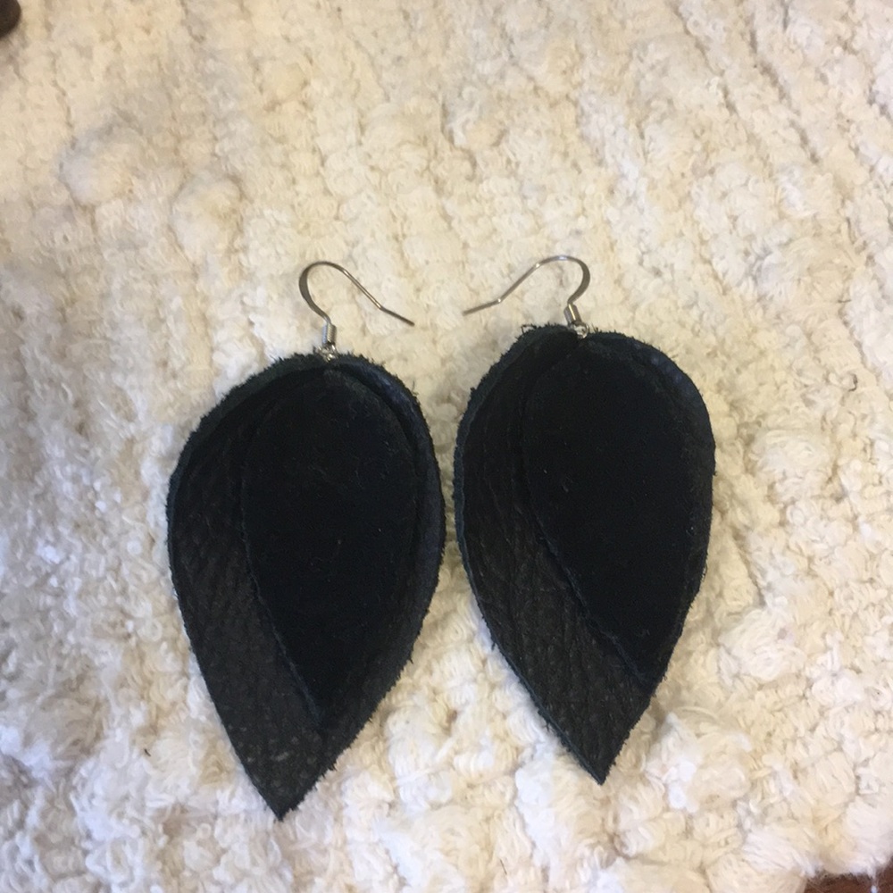 Black Double Tear Drop Earrings